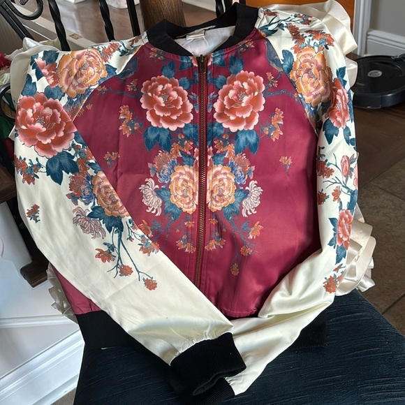 Flying Tomato Anthropologie Floral Blouson Bomber Jacket Women’s Sz-S EUC - Picture 1 of 10